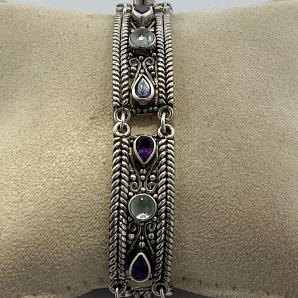 Sajen 925 Silver Amethyst and Moonstone Bracelet